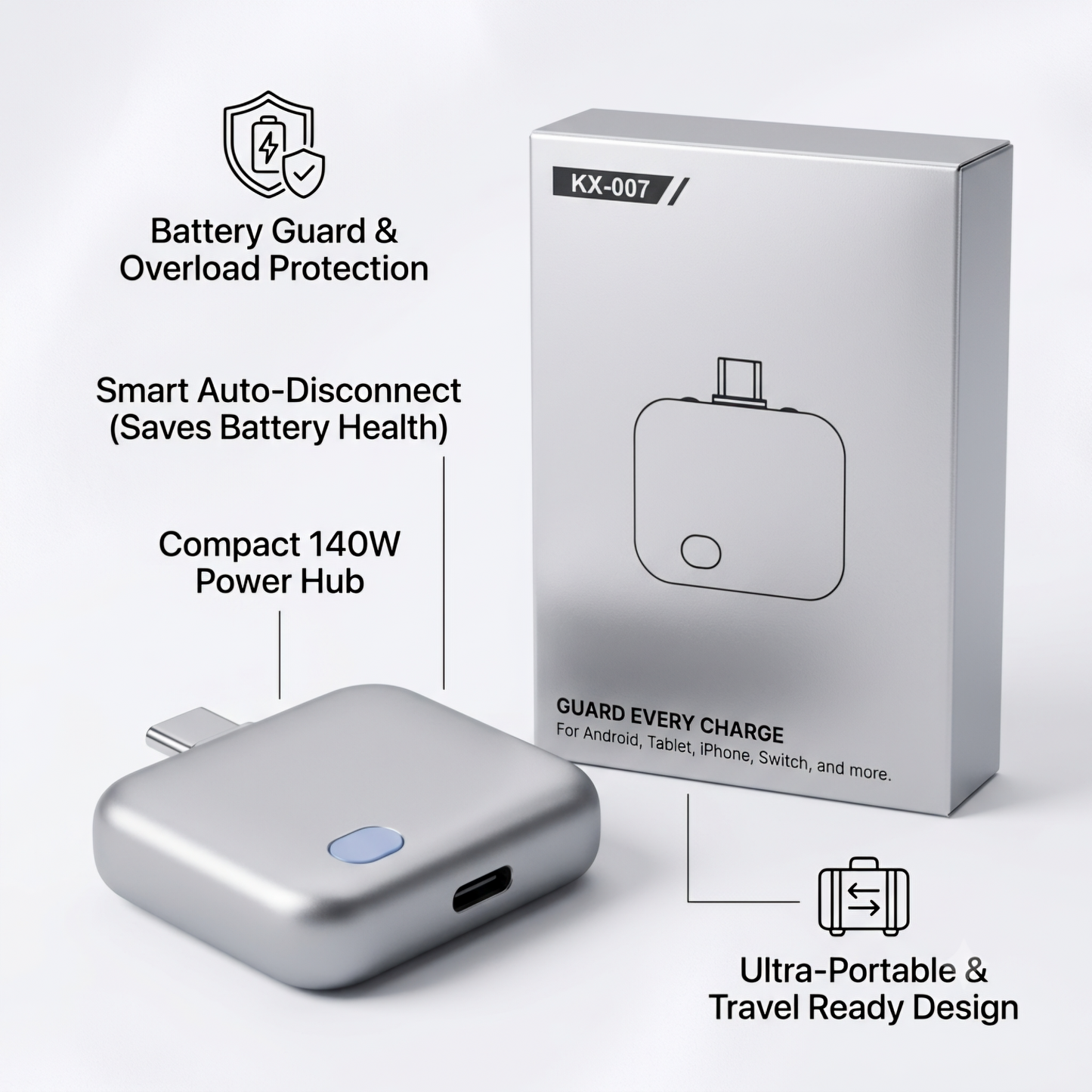 Smart Power Disconnector - Type C Auto Cut Charger Adapter with Advanced Battery Health Protection